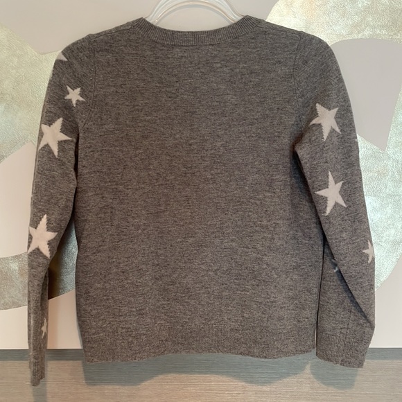 The White Company gray wool & cashmere sweater with white stars, US size 2 - Picture 2 of 7